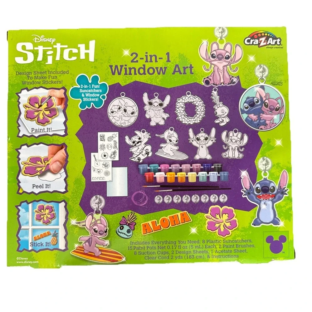 Cra-Z-Art Disney Stitch 2 in 1 Window Art Kit Makes 20 Designs Great Gift‎ NEW